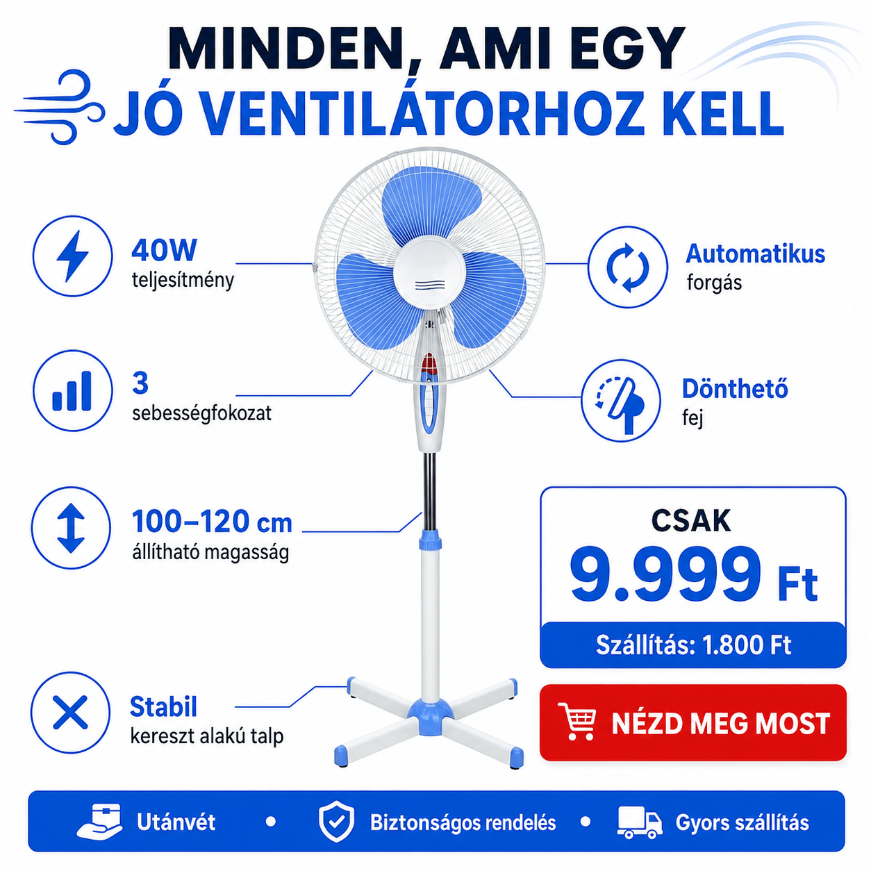 Álló Ventilátor 40W - | Cyber Bazaar