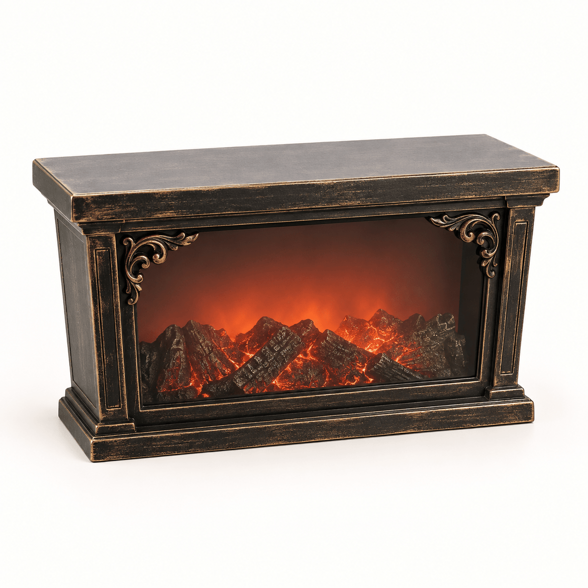 Antik bronz LED dekor kandalló – 27.5 × 12 × 20 cm | 18702 - LED dekoráció | Cyber Bazaar