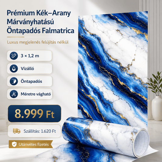 Arany Kék Márványhatású Öntapadós Falmatrica