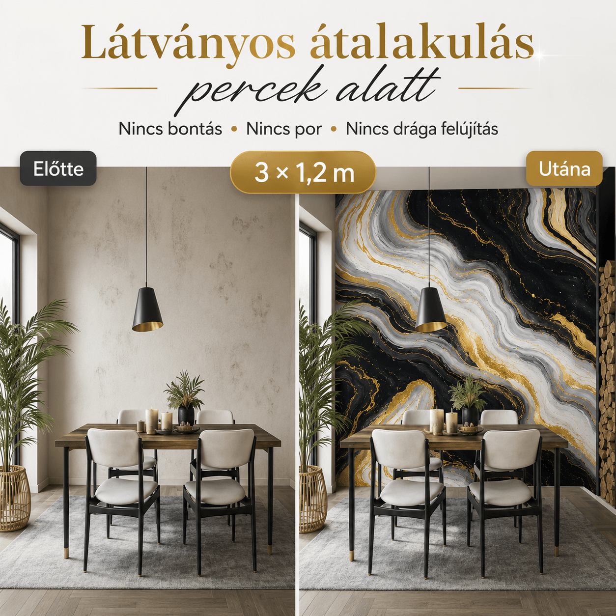 Arany Márványhatású Öntapadós Falmatrica 3 × 1,2 m - | Cyber Bazaar
