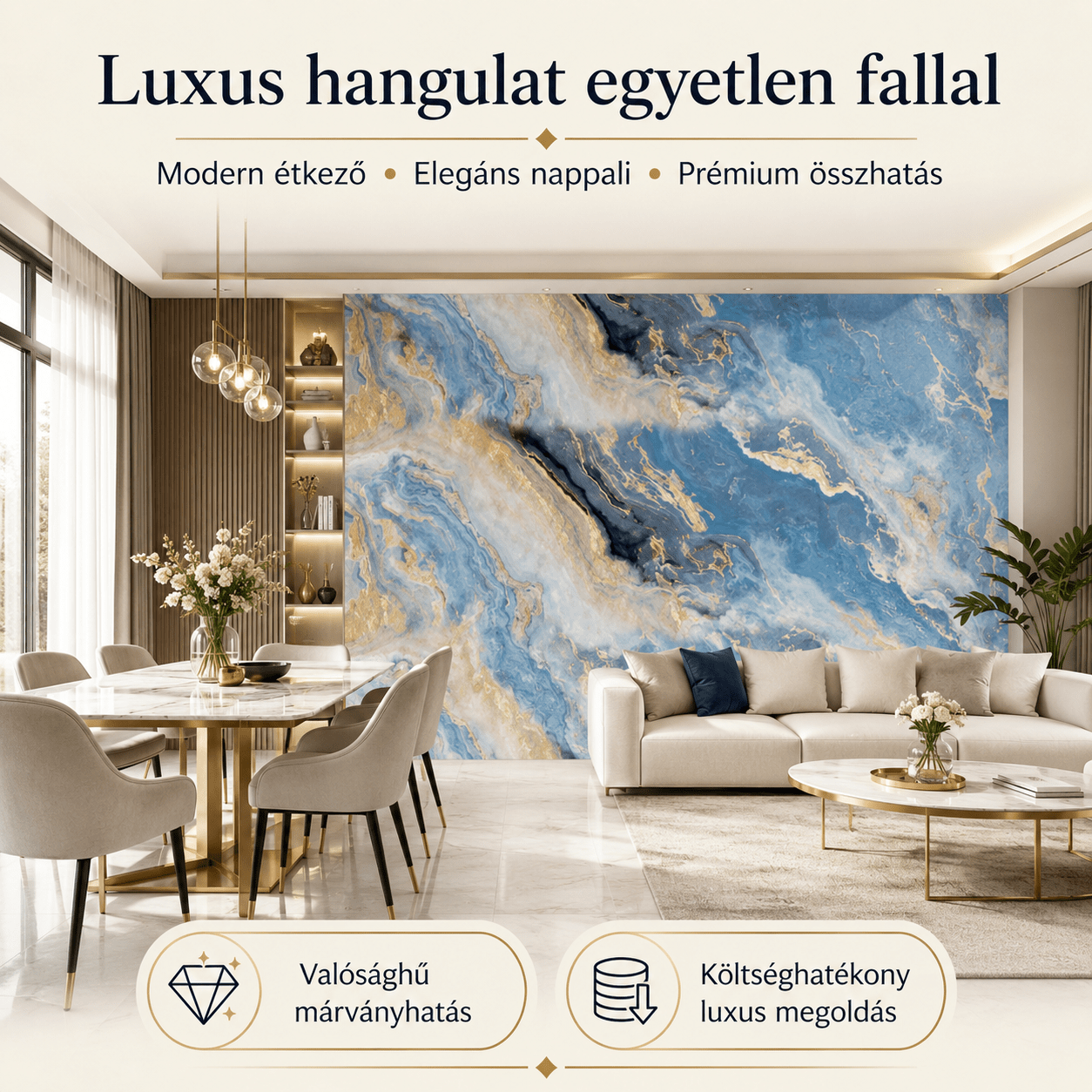 Arany Márványhatású Öntapadós Falmatrica – 3 × 1,2 m - | Cyber Bazaar