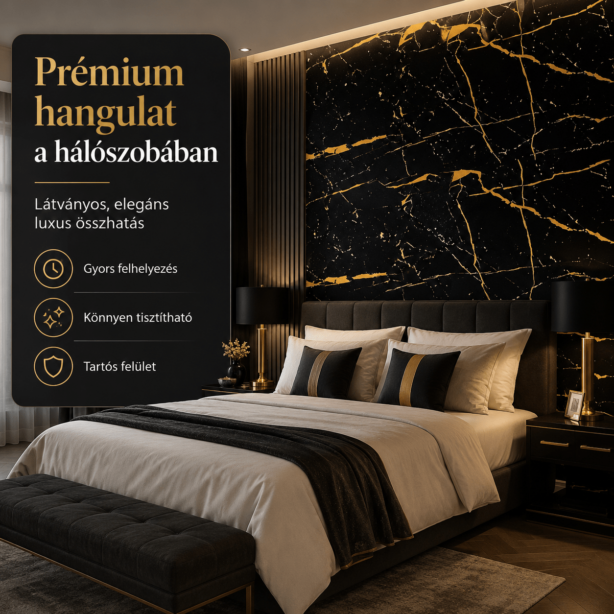 Arany Márványhatású Öntapadós Falmatrica – 3 × 1,2 m - | Cyber Bazaar