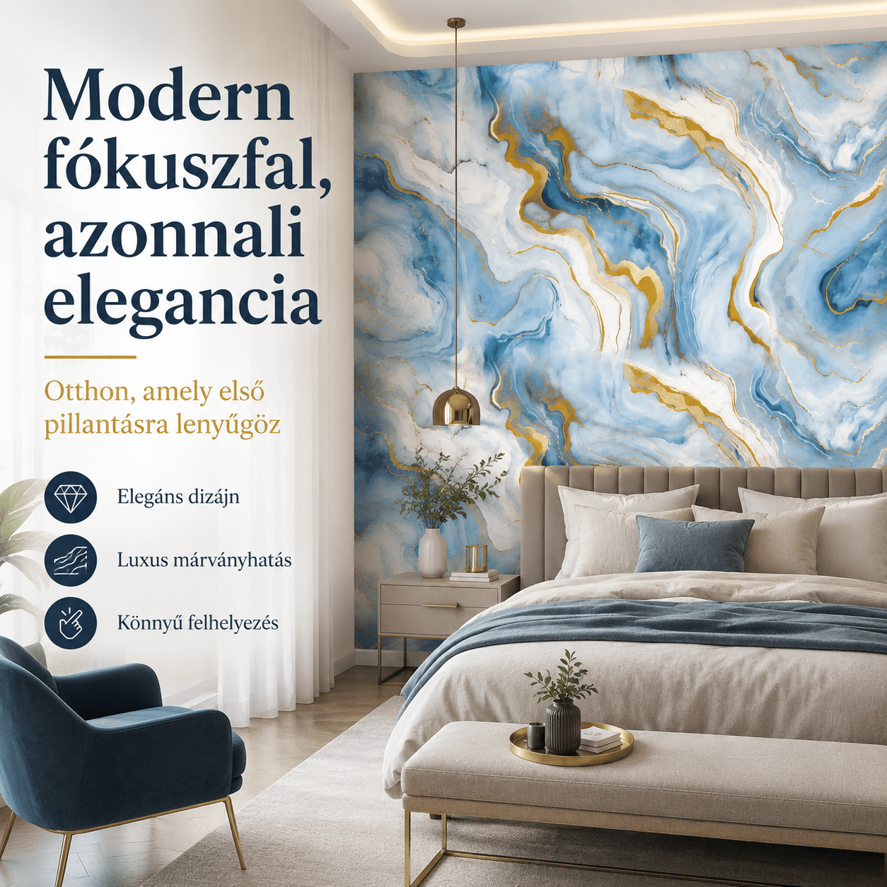 Arany Márványhatású Öntapadós Falmatrica 3 × 1,2 m - | Cyber Bazaar