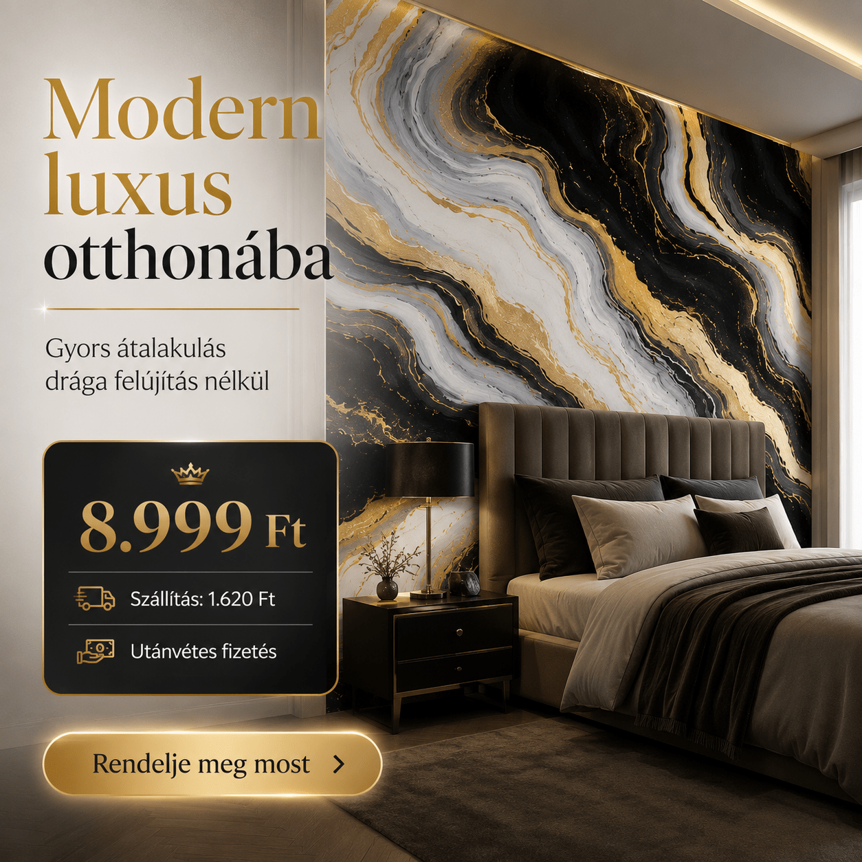 Arany Márványhatású Öntapadós Falmatrica 3 × 1,2 m - | Cyber Bazaar
