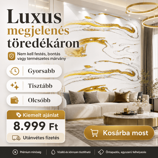 Arany Márványhatású Öntapadós Falmatrica 3 × 1,2 m