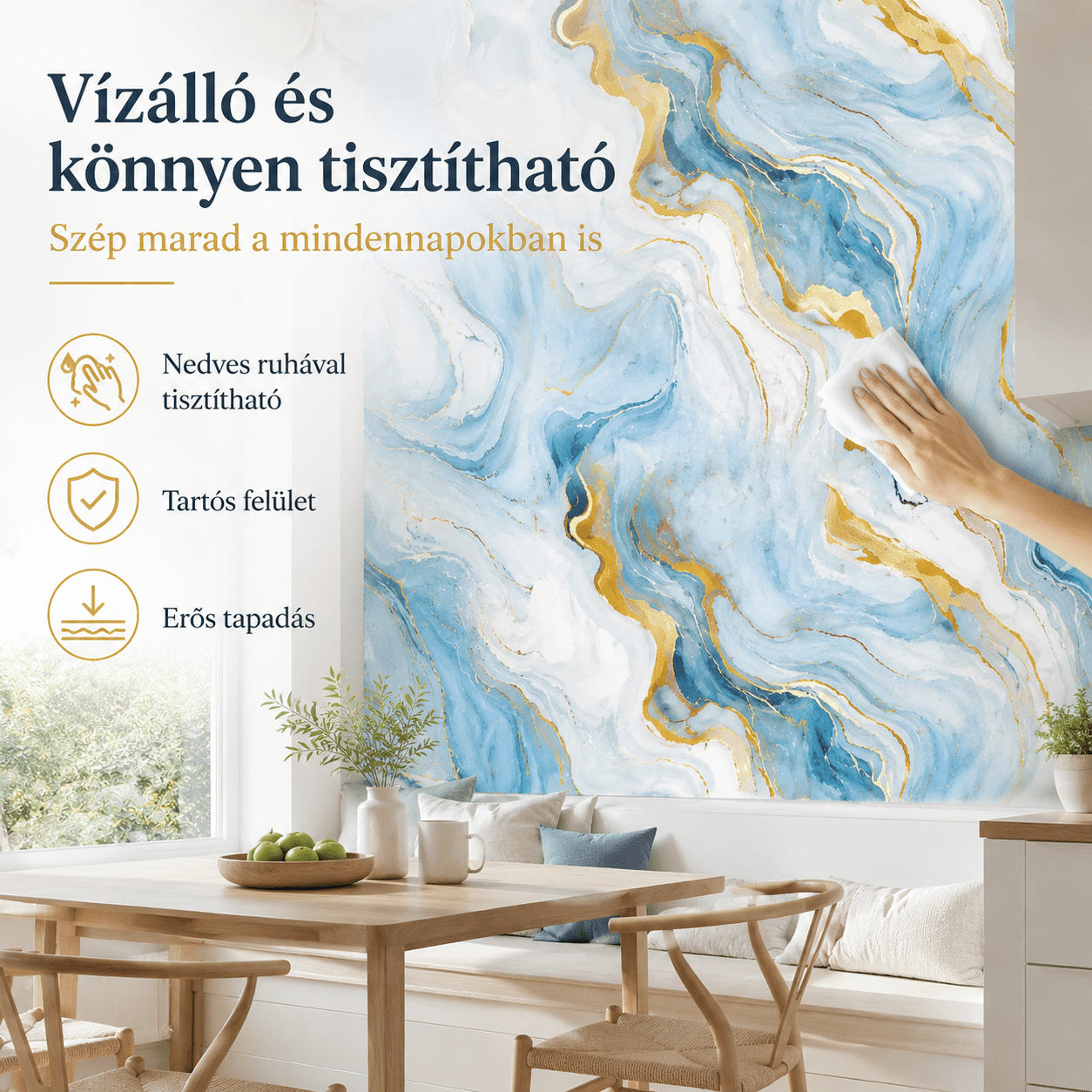 Arany Márványhatású Öntapadós Falmatrica 3 × 1,2 m - | Cyber Bazaar