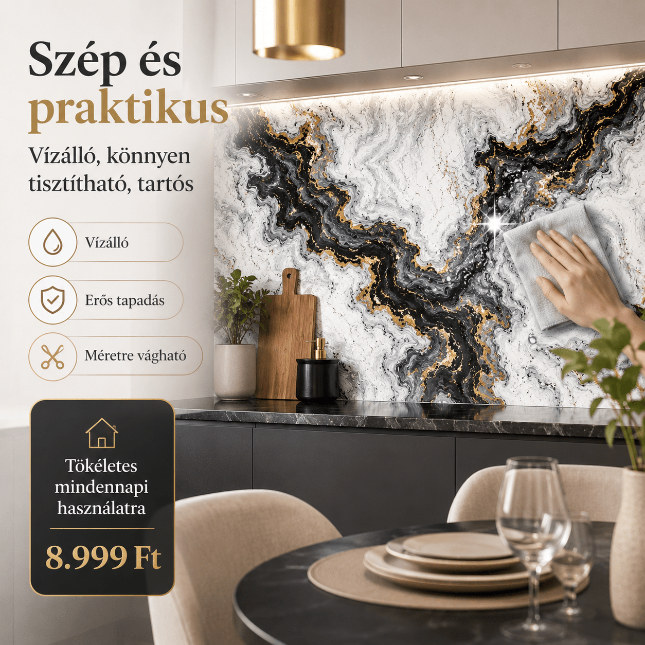 Arany Márványhatású Öntapadós Falmatrica 3 × 1,2 m - | Cyber Bazaar