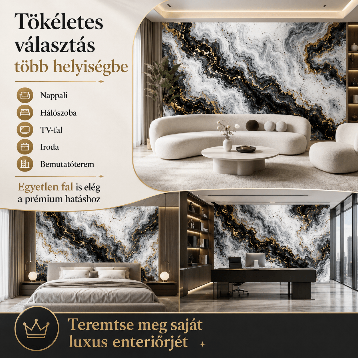 Arany Márványhatású Öntapadós Falmatrica 3 × 1,2 m - | Cyber Bazaar