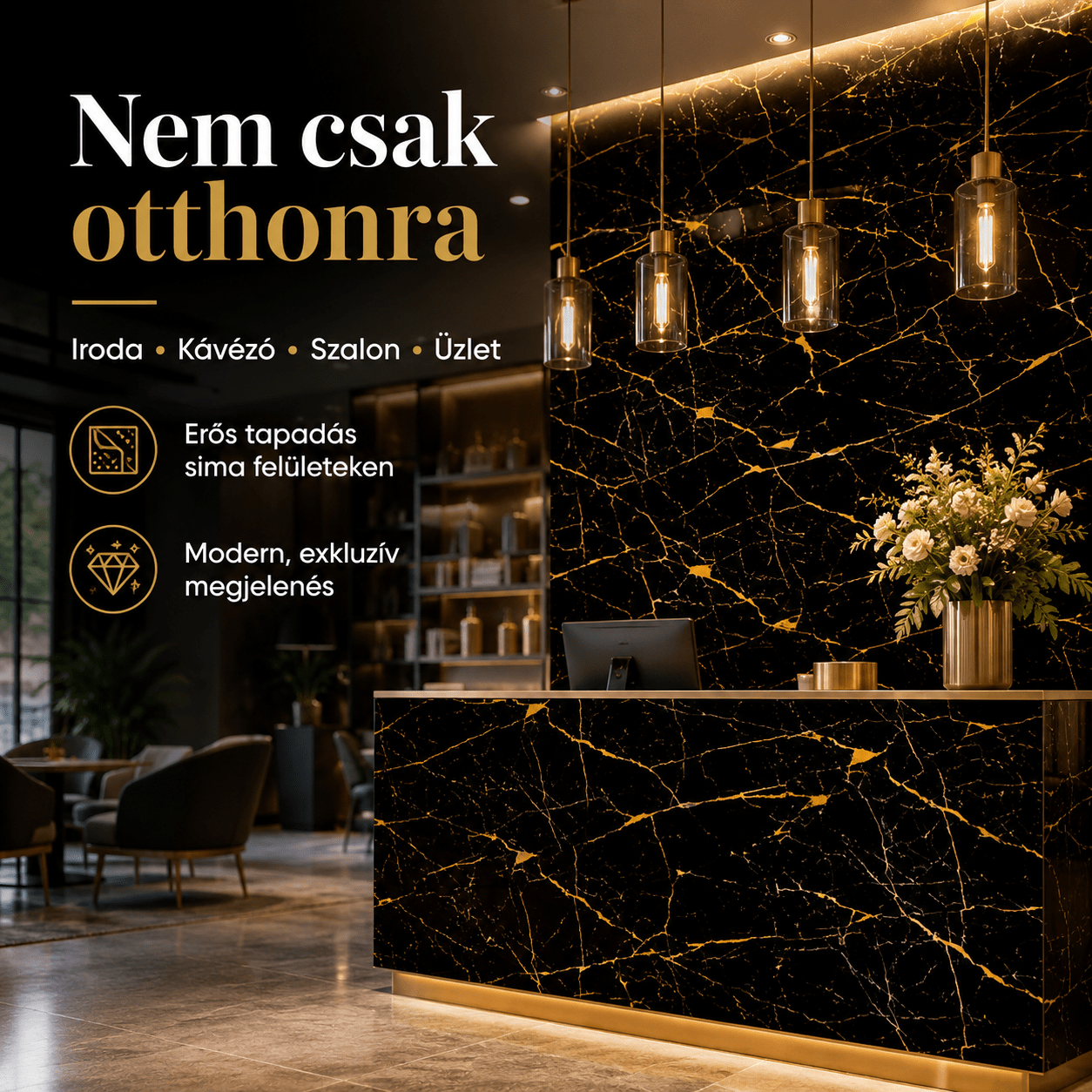 Arany Márványhatású Öntapadós Falmatrica – 3 × 1,2 m - | Cyber Bazaar