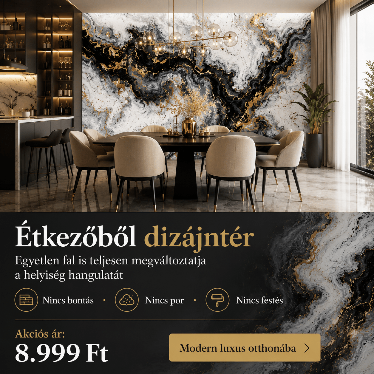 Arany Márványhatású Öntapadós Falmatrica 3 × 1,2 m - | Cyber Bazaar