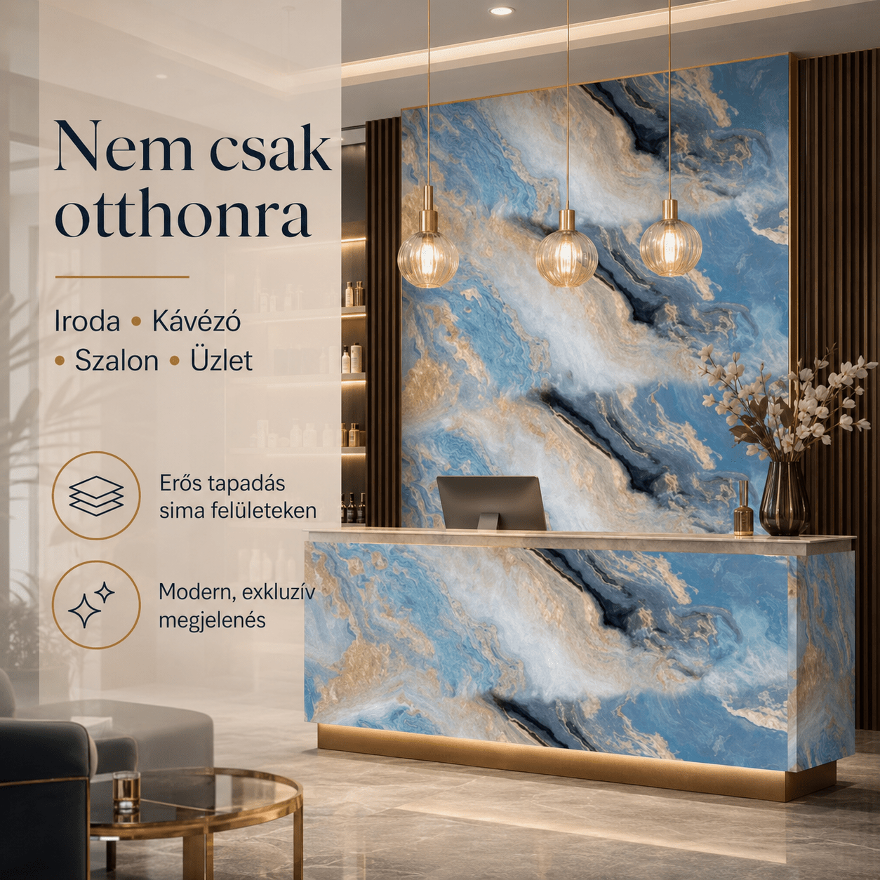 Arany Márványhatású Öntapadós Falmatrica – 3 × 1,2 m - | Cyber Bazaar