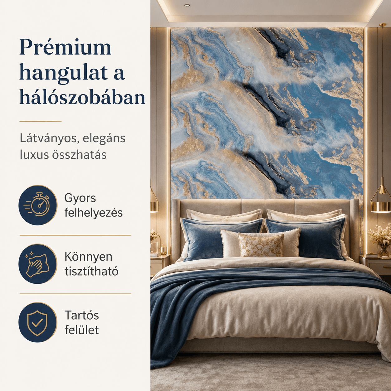 Arany Márványhatású Öntapadós Falmatrica – 3 × 1,2 m - | Cyber Bazaar