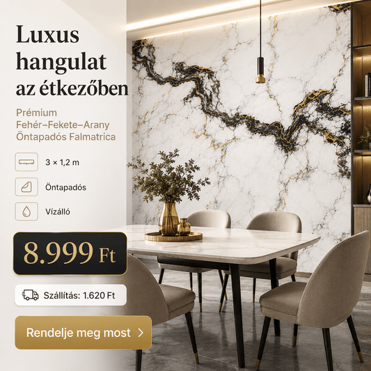 Arany Márványhatású Öntapadós Falmatrica 3 × 1,2 m