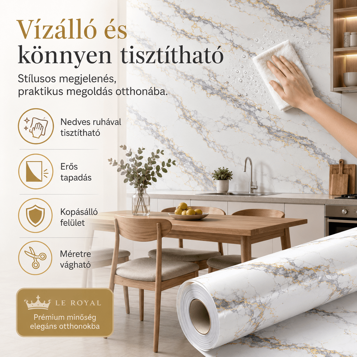 Arany Márványhatású Öntapadós Falmatrica 3 m × 1,2 m - | Cyber Bazaar