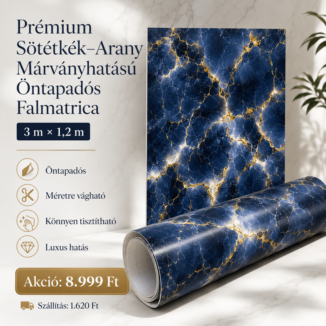 Arany Márványhatású Öntapadós Falmatrica 3 m × 1,2 m - | Cyber Bazaar