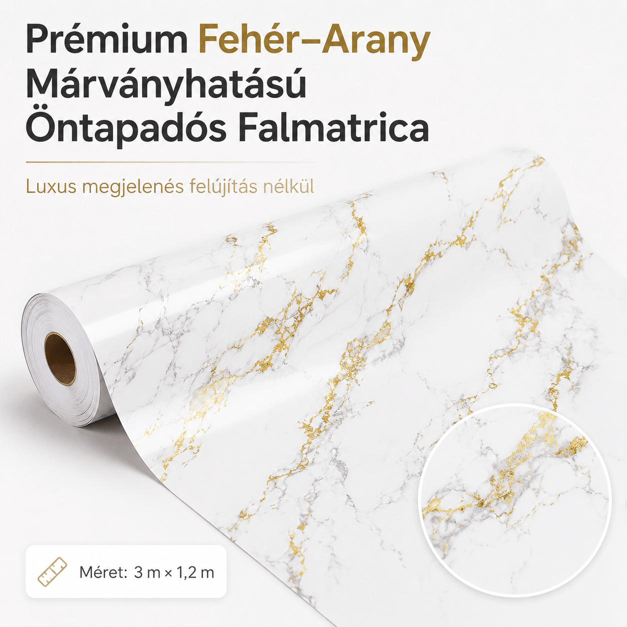 Arany Márványhatású Öntapadós Falmatrica 3 m × 1,2 m - | Cyber Bazaar