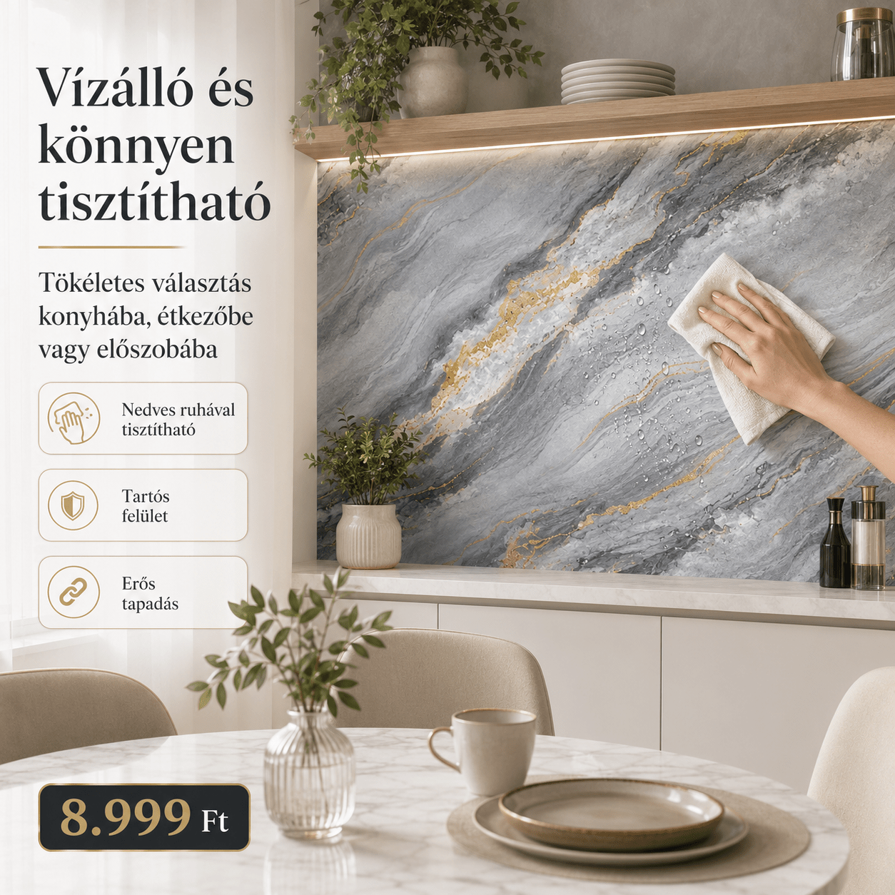 Arany Márványhatású Öntapadós Falmatrica 3 m × 1,2 m - | Cyber Bazaar