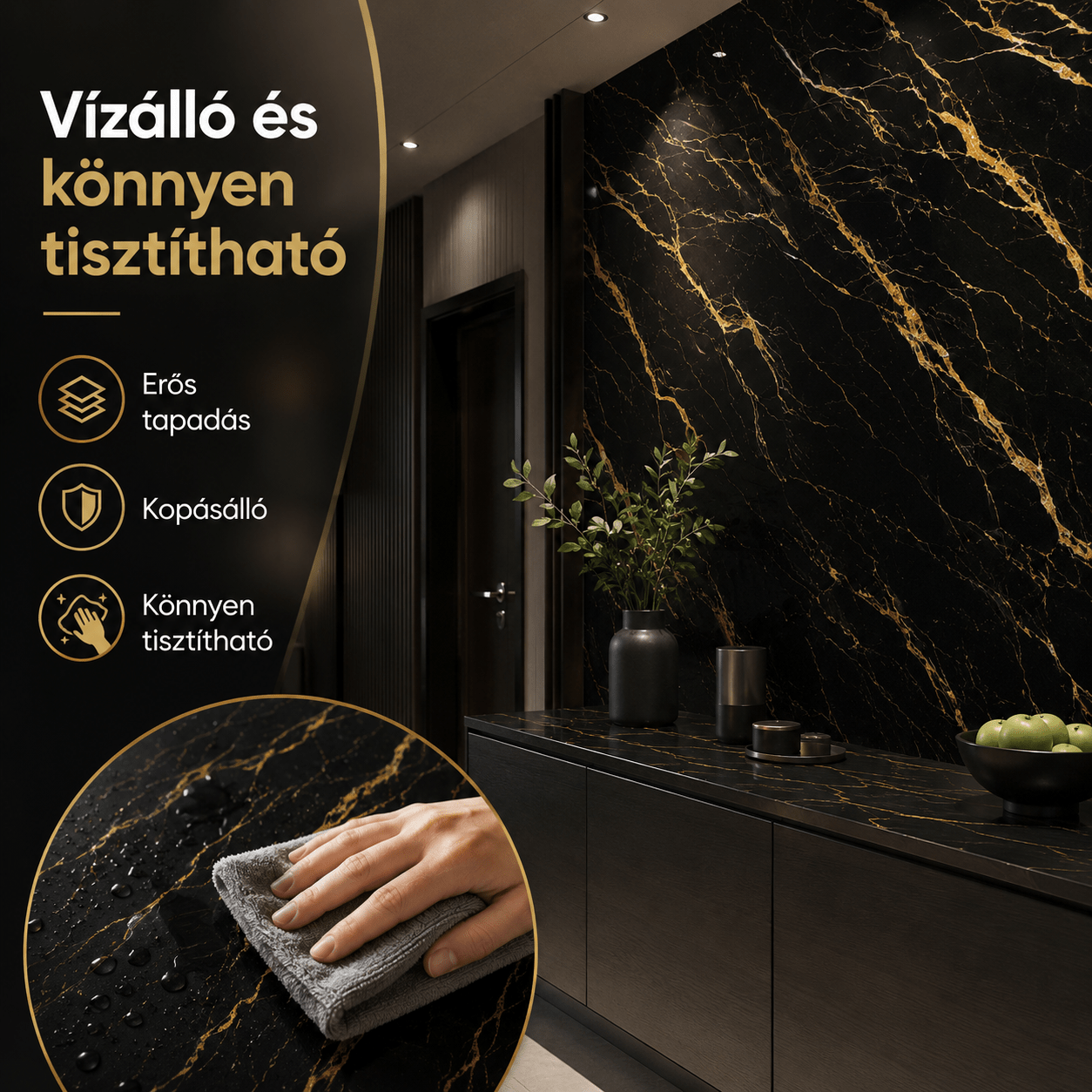 Arany Márványhatású Öntapadós Falmatrica 3 m × 1,2 m - | Cyber Bazaar