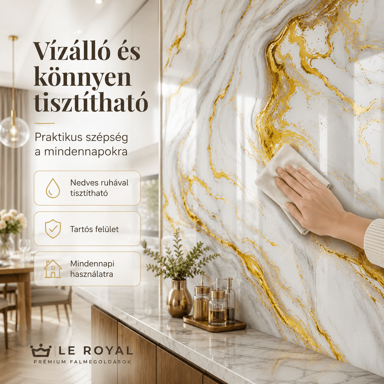 Arany Márványhatású Öntapadós Falmatrica 3 m × 1,2 m - | Cyber Bazaar
