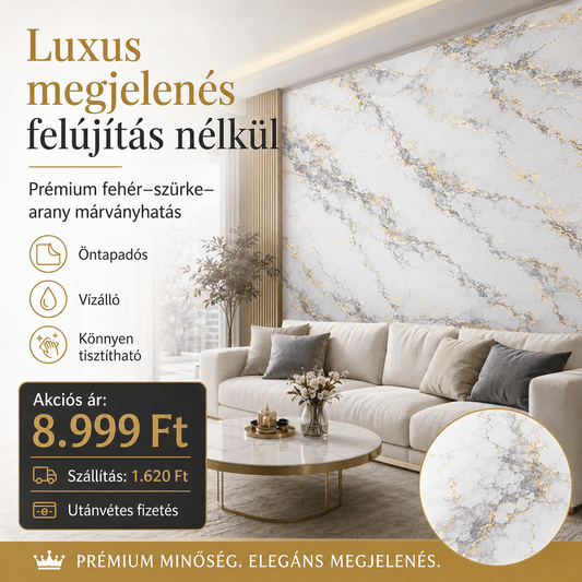 Arany Márványhatású Öntapadós Falmatrica 3 m × 1,2 m