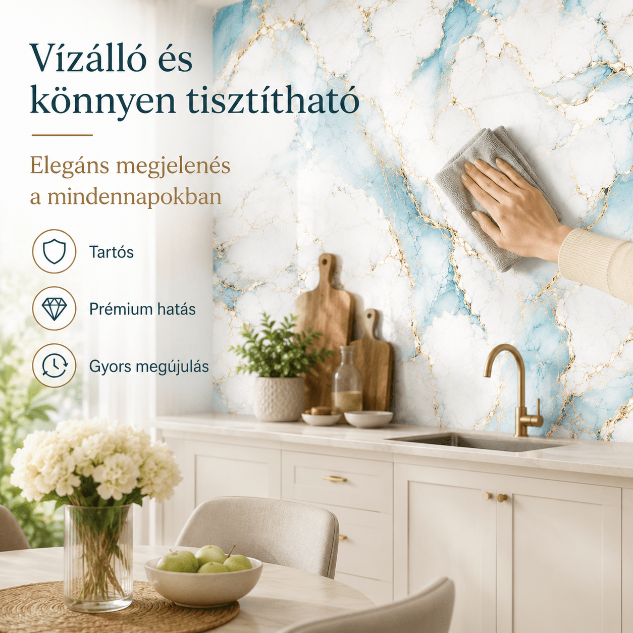 Arany Márványhatású Öntapadós Falmatrica 3 m × 1,2 m - | Cyber Bazaar