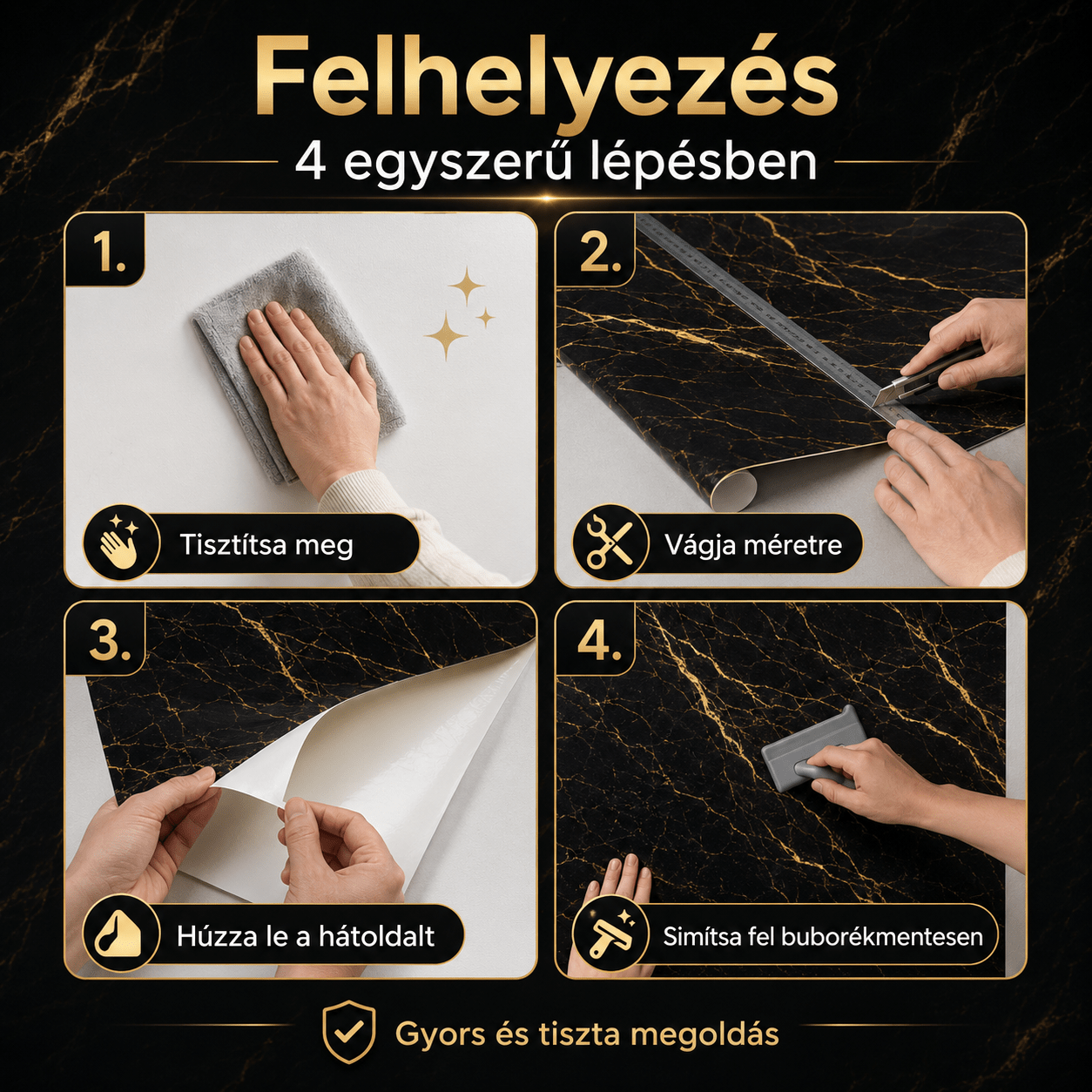 Arany Márványhatású Öntapadós Falmatrica 3 m × 1,2 m - | Cyber Bazaar