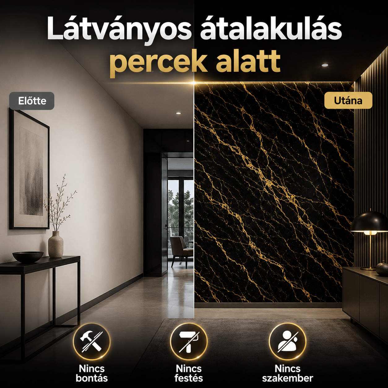 Arany Márványhatású Öntapadós Falmatrica 3 m × 1,2 m - | Cyber Bazaar