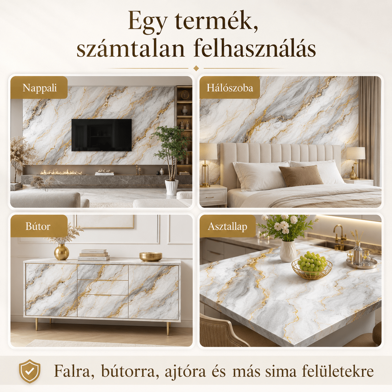 Arany Márványhatású Öntapadós Falmatrica 3 m × 1,2 m - | Cyber Bazaar