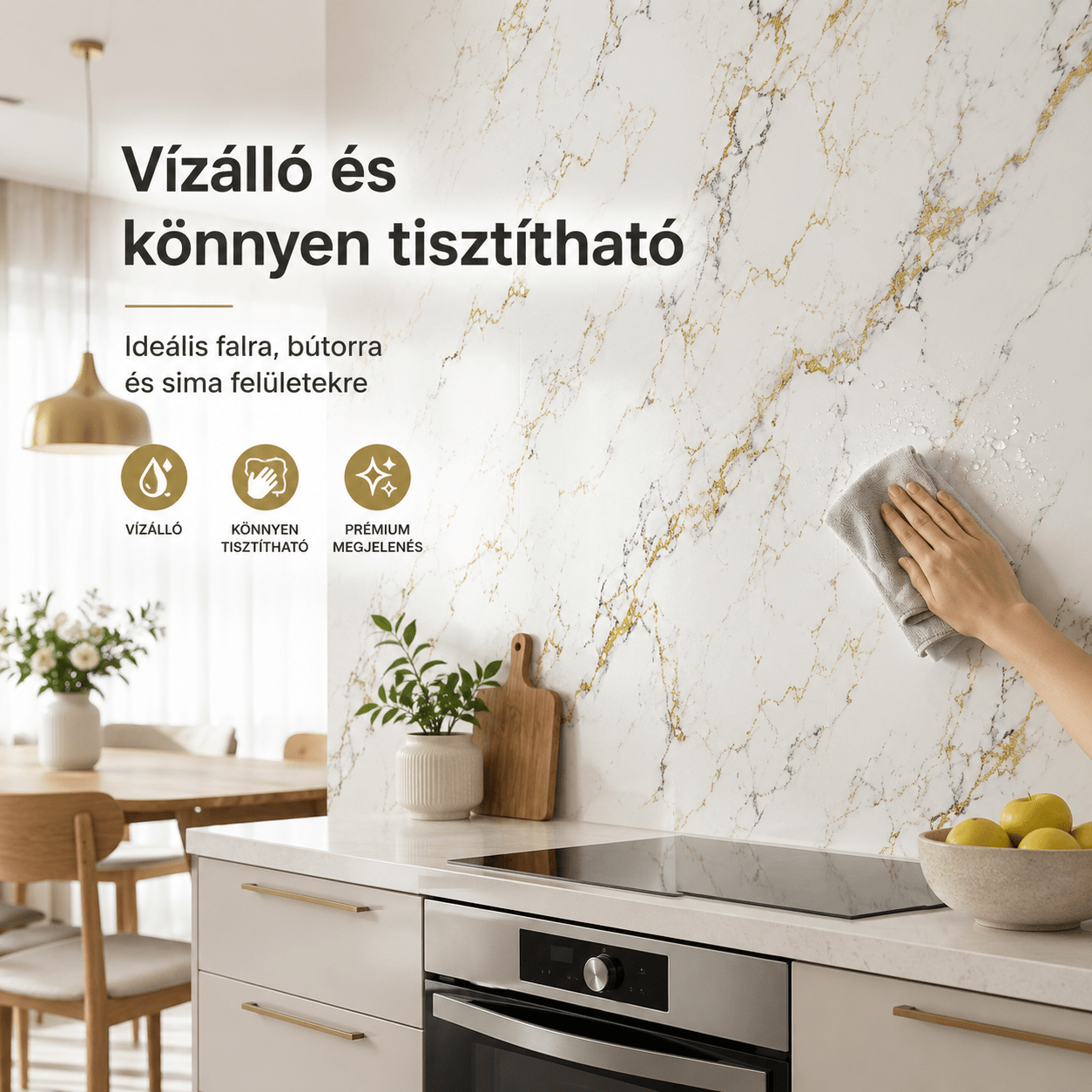Arany Márványhatású Öntapadós Falmatrica 3 m × 1,2 m - | Cyber Bazaar