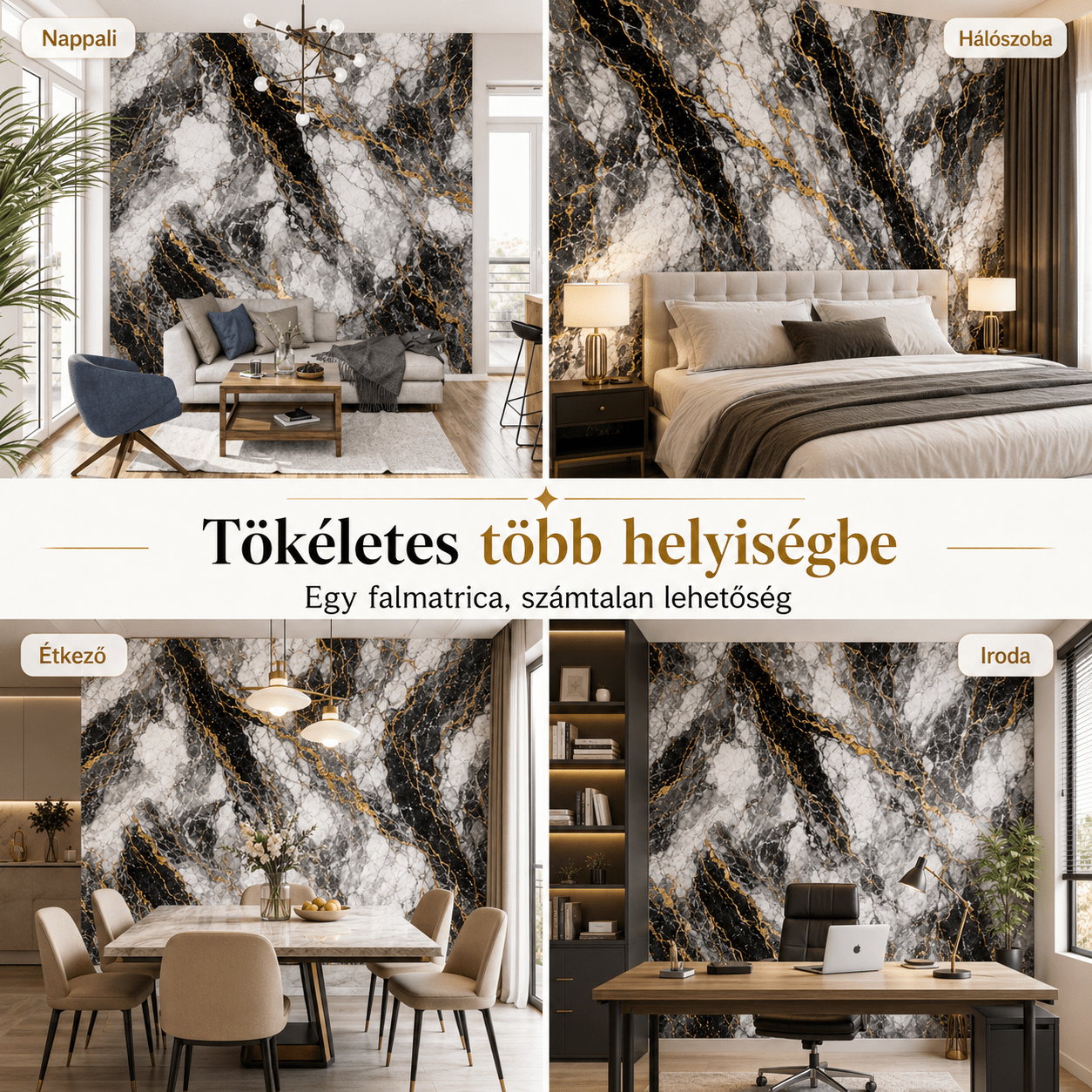 Arany Márványhatású Öntapadós Falmatrica - | Cyber Bazaar