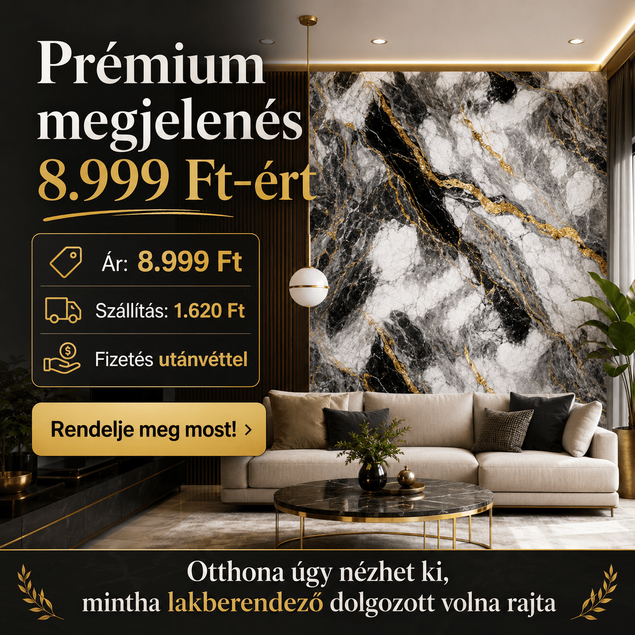 Arany Márványhatású Öntapadós Falmatrica - | Cyber Bazaar