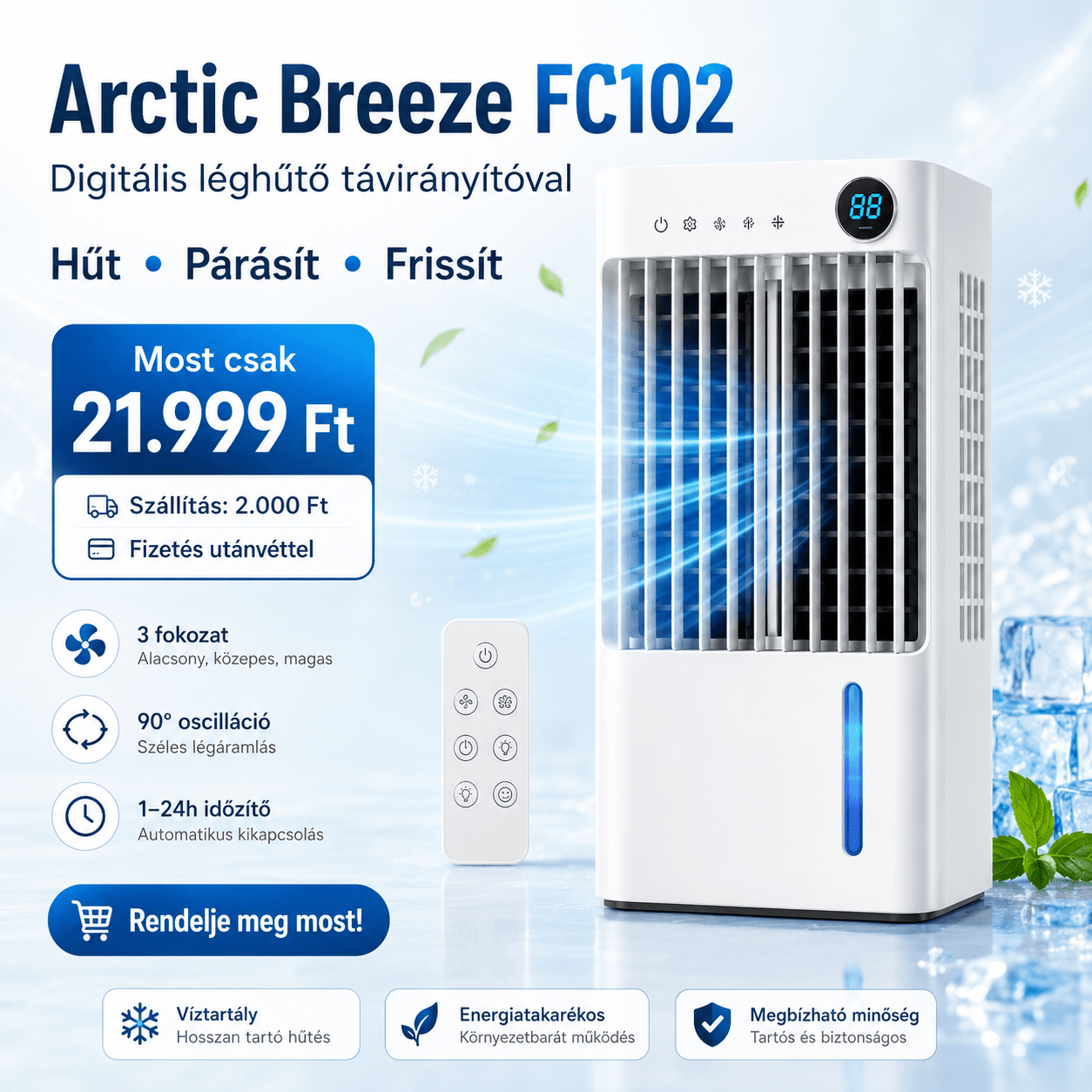 Arctic Breeze Digitális Léghűtő Távirányítóval - | Cyber Bazaar