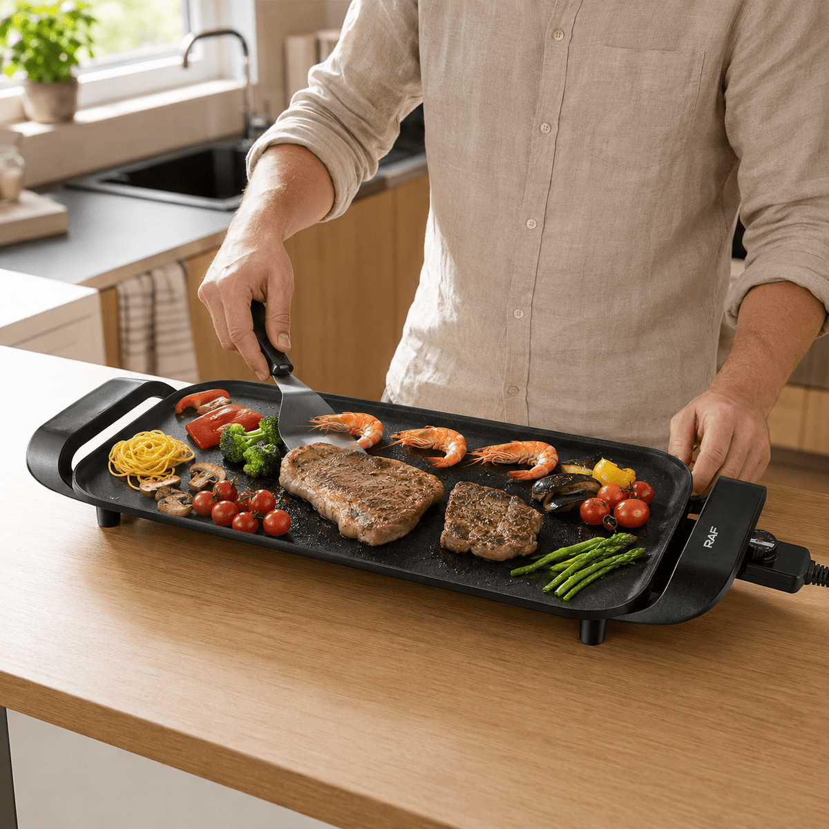 Asztali elektromos grillsütő tapadásmentes lappal - Asztali elektromos grillsütő | Cyber Bazaar