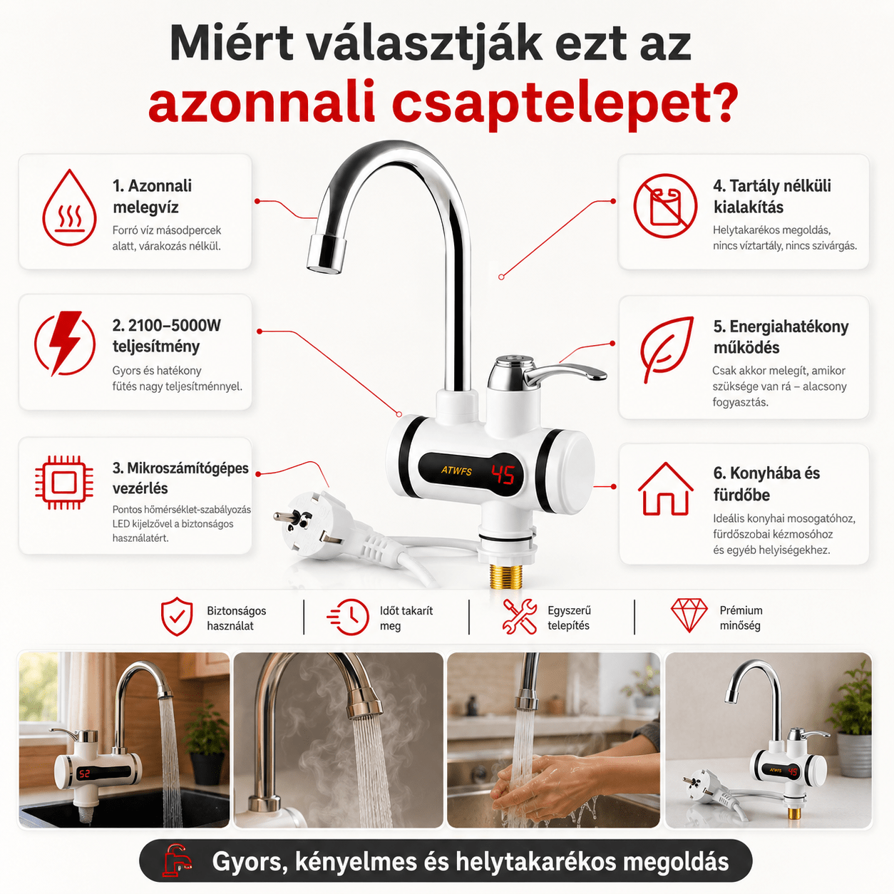 Azonnali melegvíz csaptelep - 0 | Cyber Bazaar