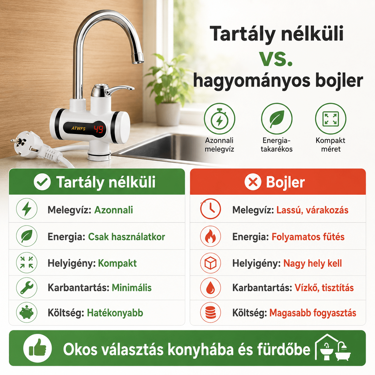 Azonnali melegvíz csaptelep - 0 | Cyber Bazaar