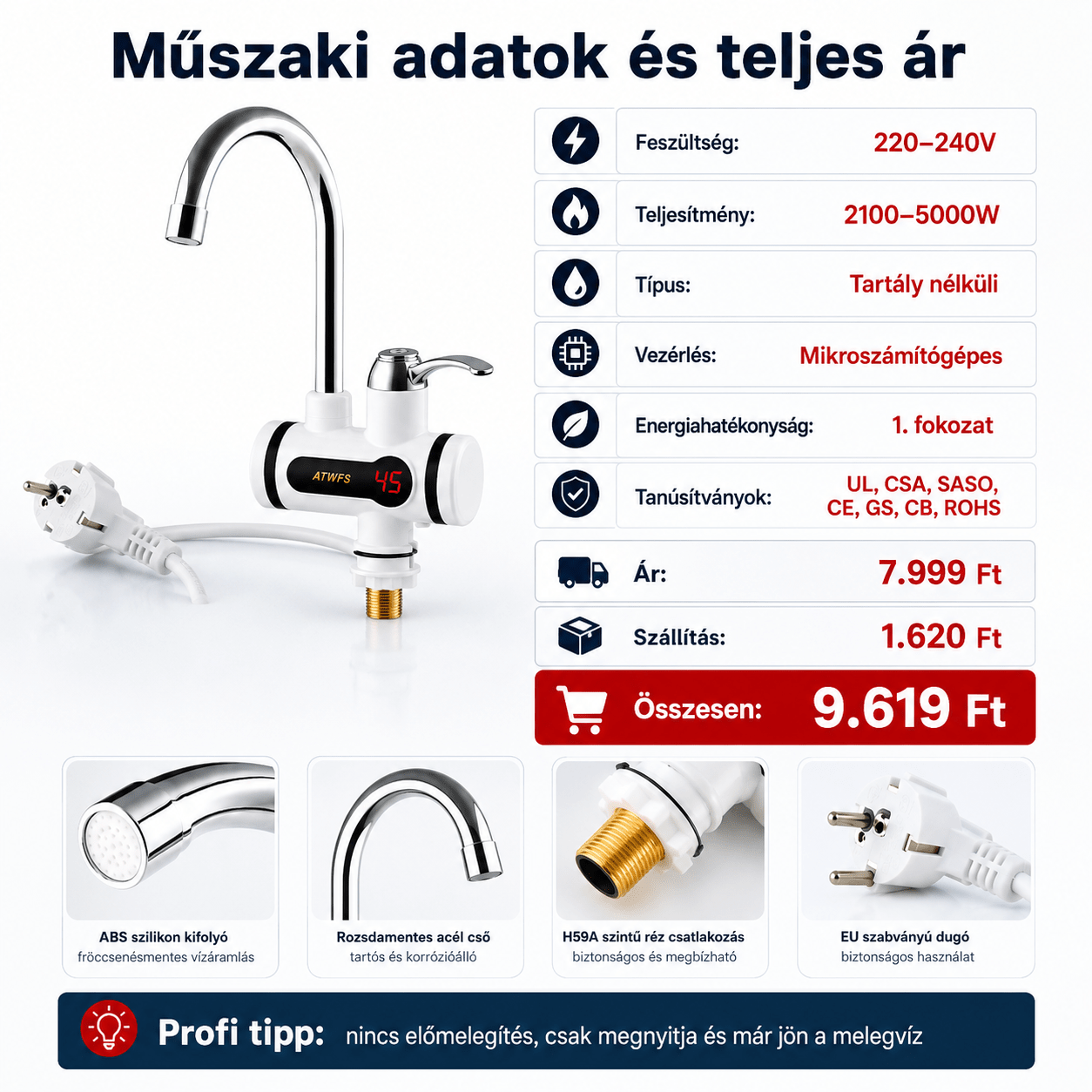 Azonnali melegvíz csaptelep - 0 | Cyber Bazaar