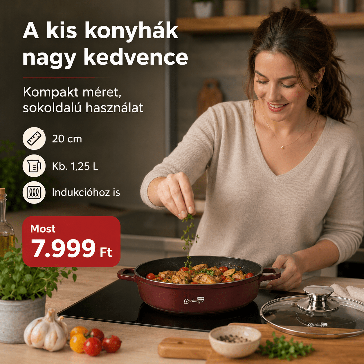 Bachmayer 20 cm Sekély Lábas Fedővel - | Cyber Bazaar
