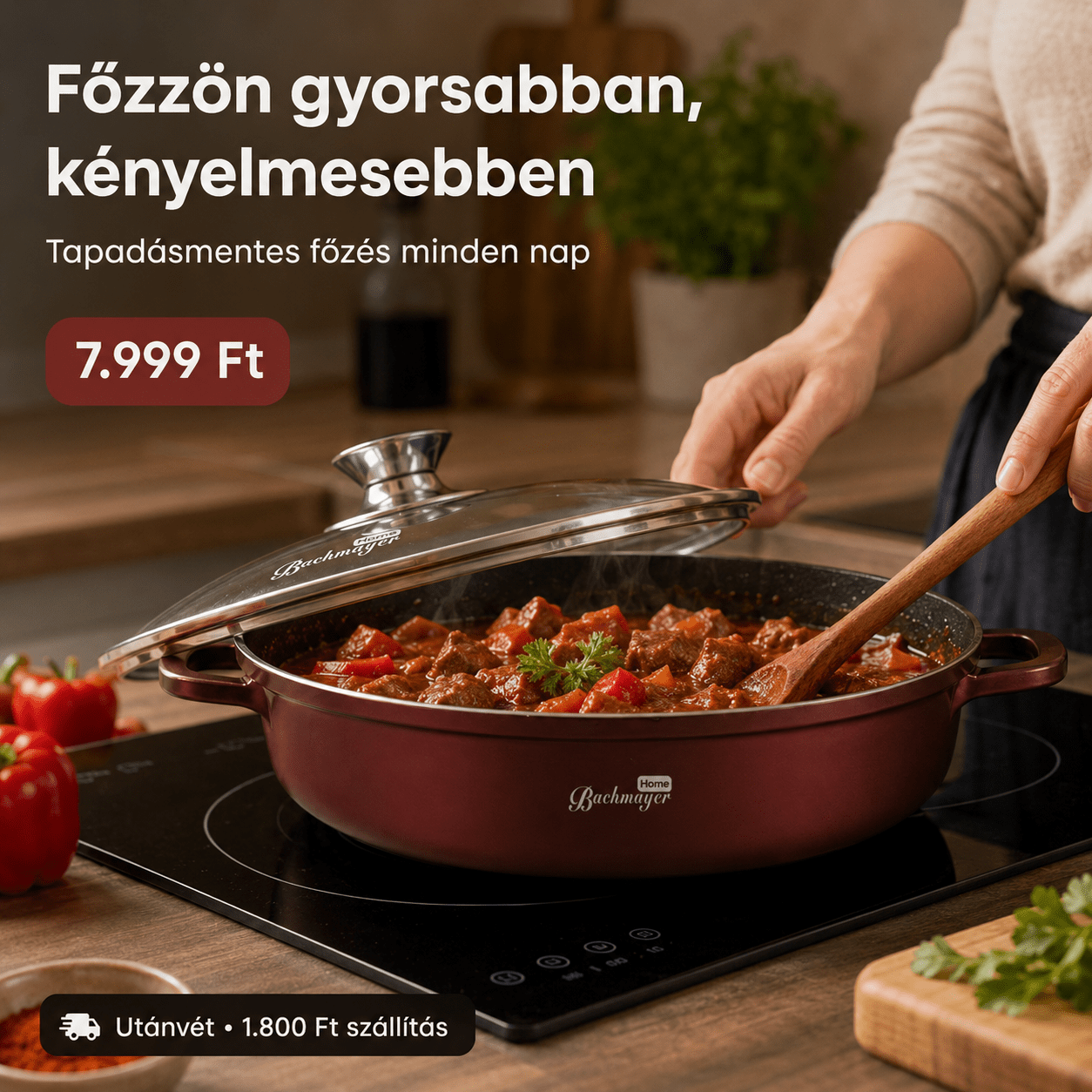 Bachmayer 20 cm Sekély Lábas Fedővel - | Cyber Bazaar