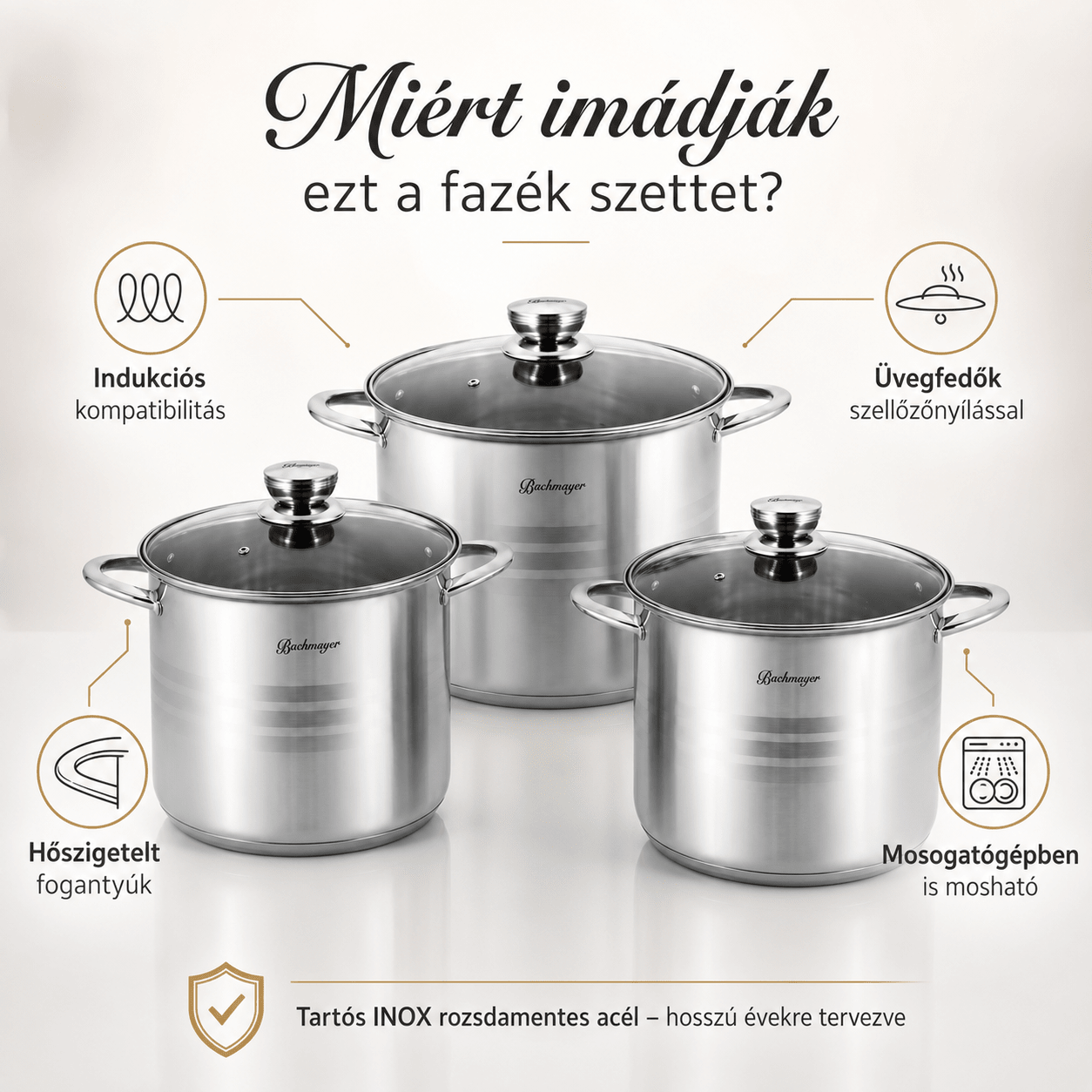 Bachmayer 6.DB Prémium Rozsdamentes Acél Fazék Szett - | Cyber Bazaar