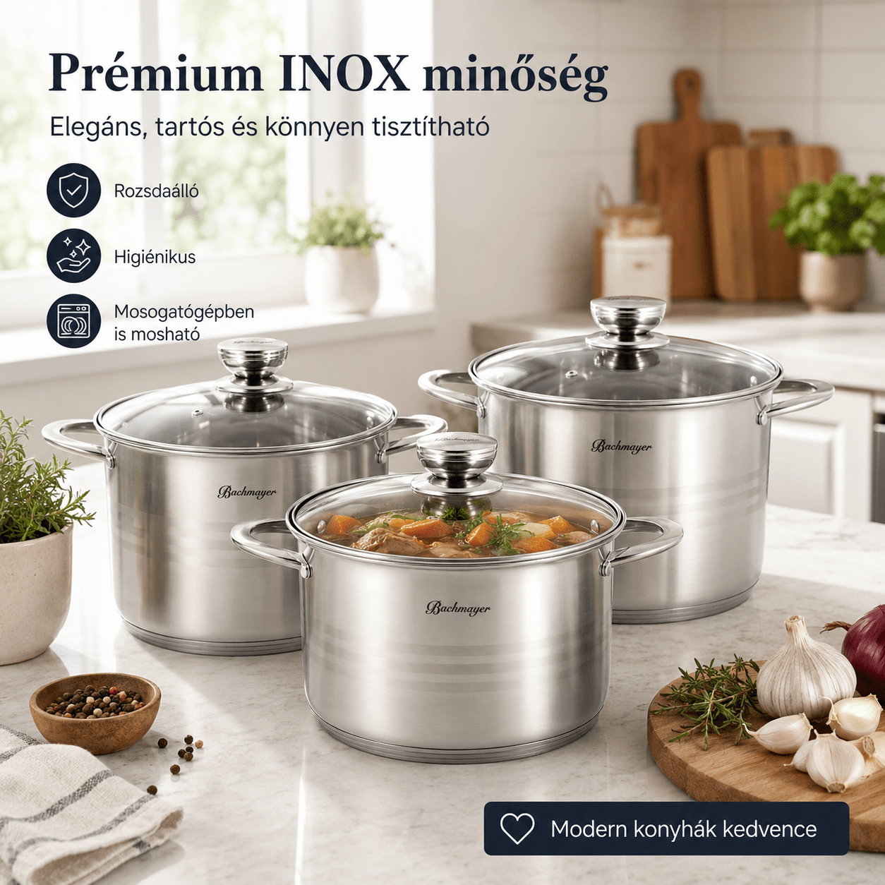 Bachmayer Prémium Rozsdamentes Acél Fazékkészlet - | Cyber Bazaar