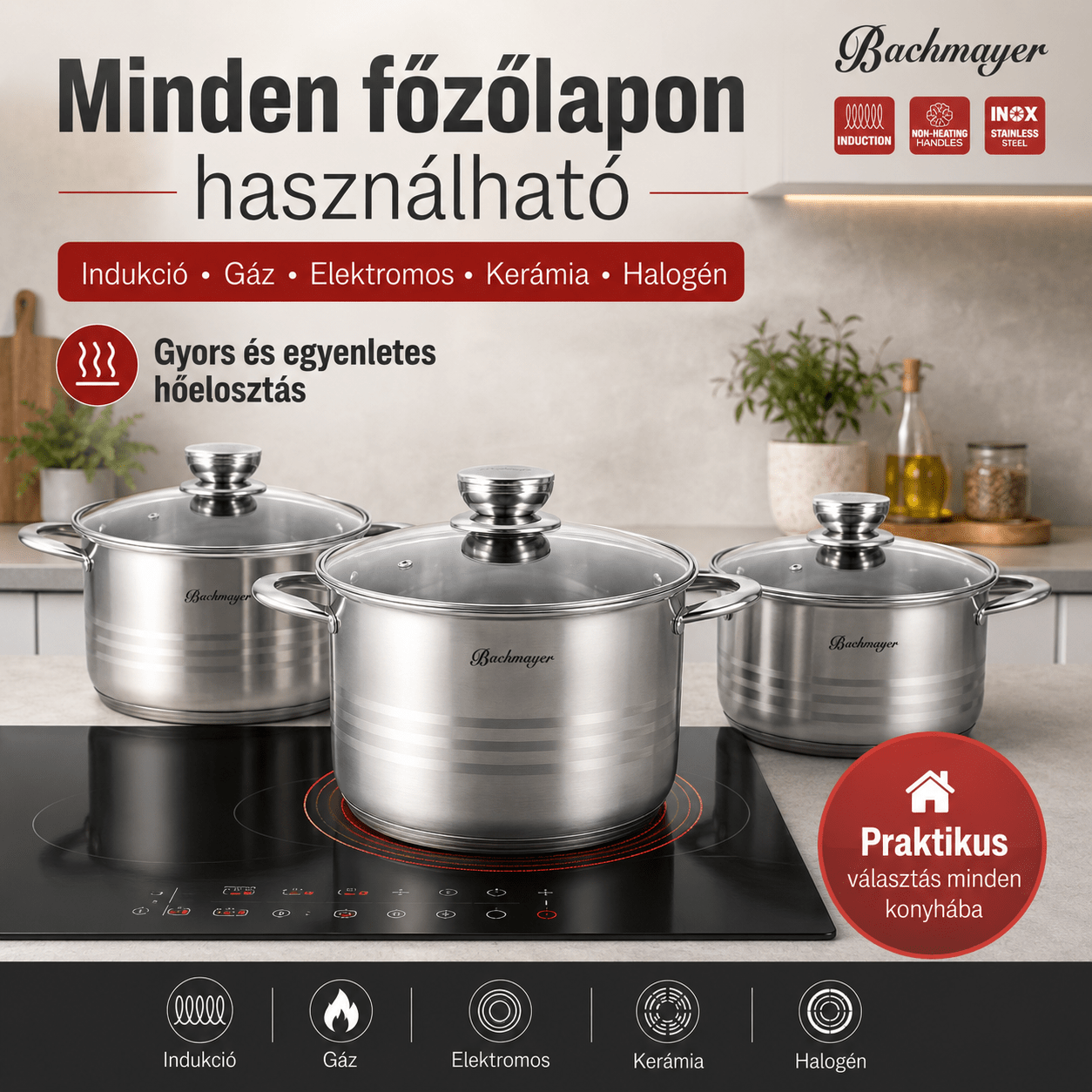 Bachmayer Prémium Rozsdamentes Acél Fazékkészlet - | Cyber Bazaar