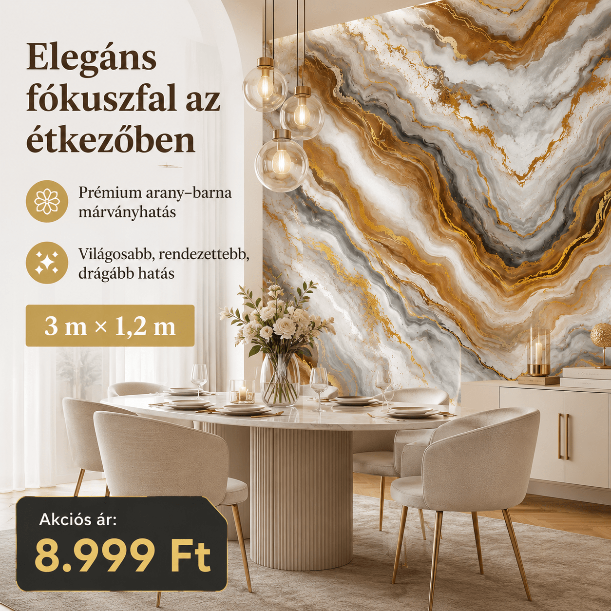 Barna Márványhatású Öntapadós Falmatrica 3 m × 1,2 m - | Cyber Bazaar