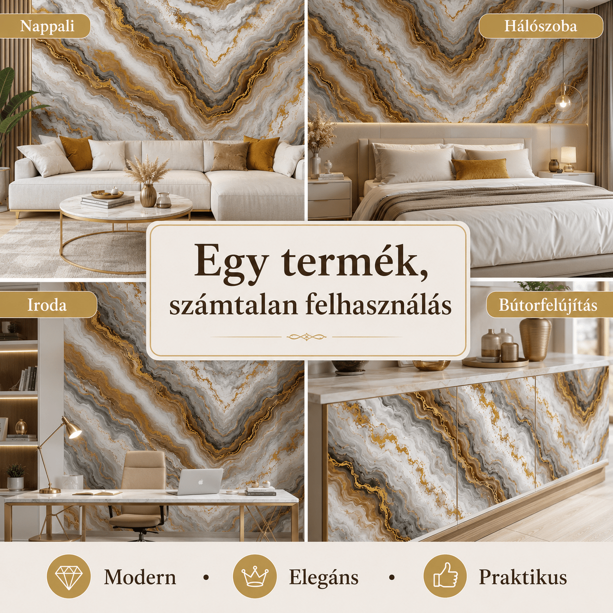 Barna Márványhatású Öntapadós Falmatrica 3 m × 1,2 m - | Cyber Bazaar