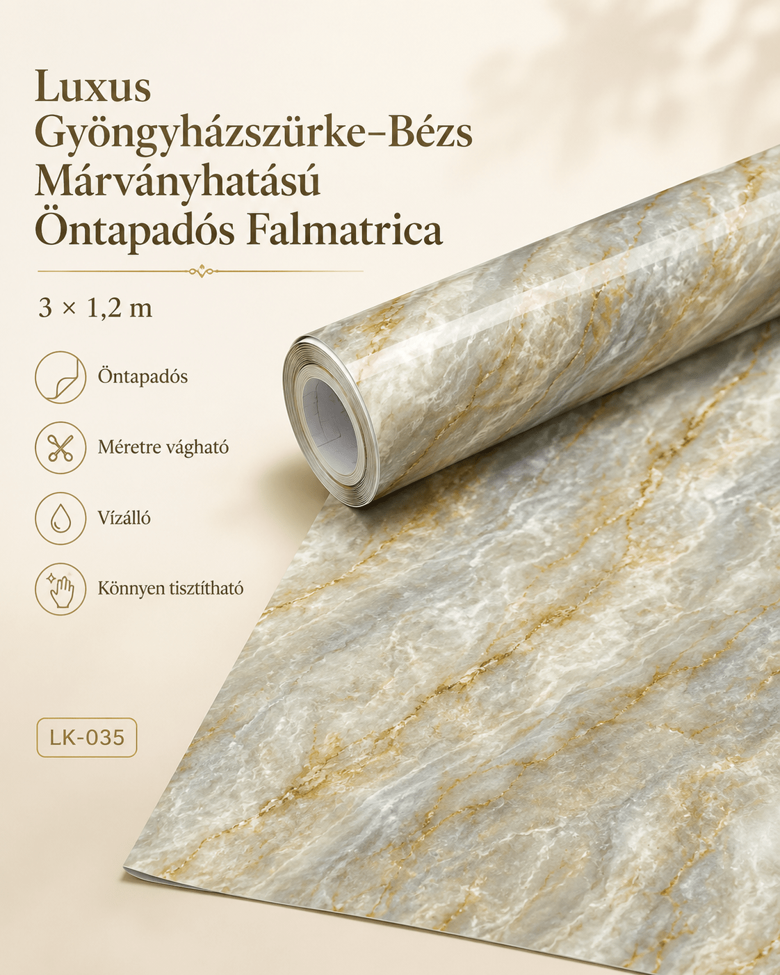 Bézs Márványhatású Öntapadós Falmatrica - | Cyber Bazaar
