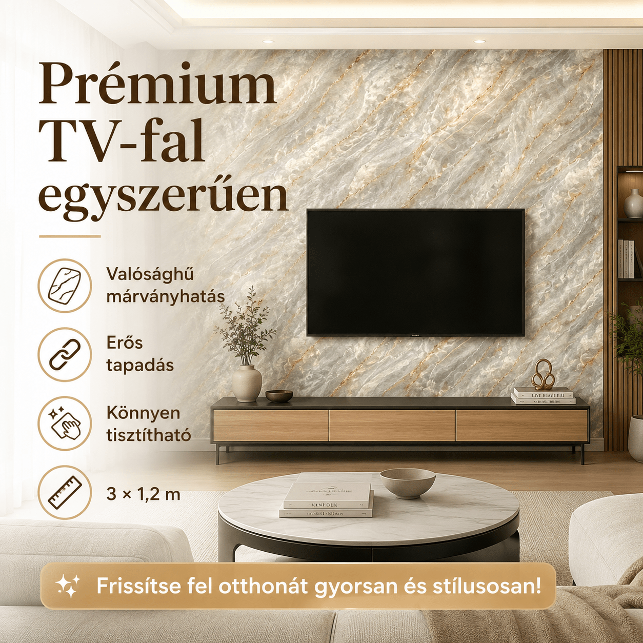 Bézs Márványhatású Öntapadós Falmatrica - | Cyber Bazaar