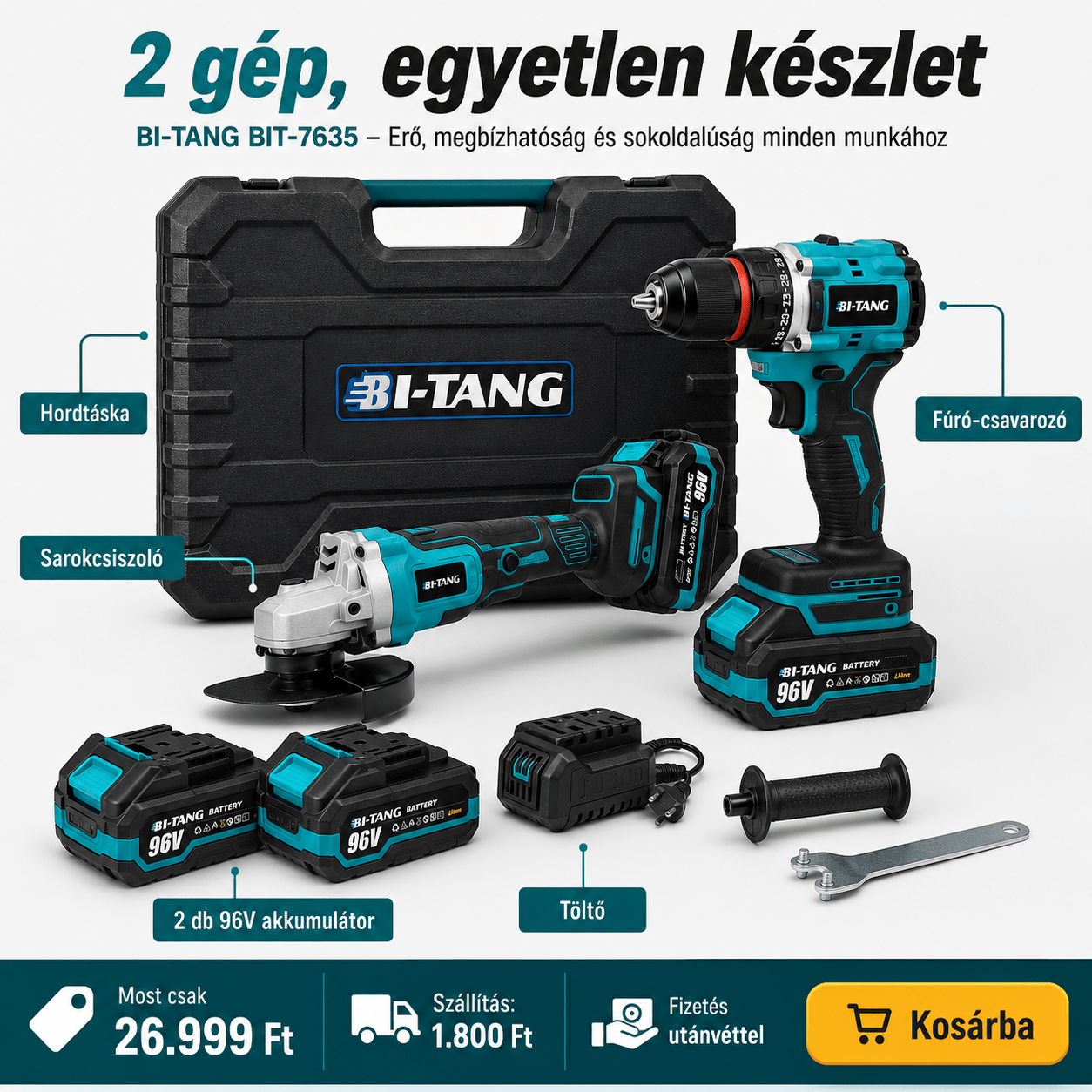 Bi-Tang 2 Az 1-ben Akku Szerszamkeszlet - | Cyber Bazaar