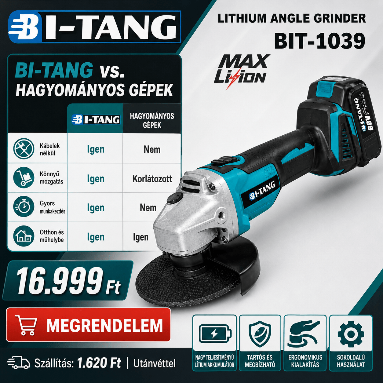 Bi-Tang Akkumulatoros Sarokcsiszolo - | Cyber Bazaar