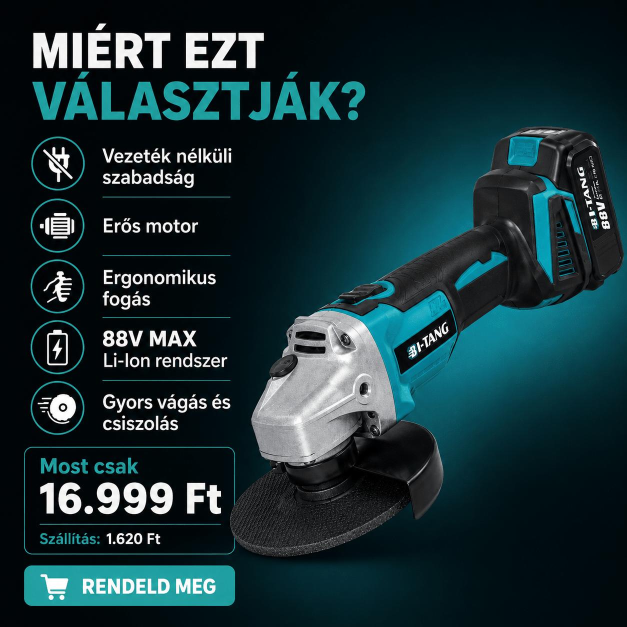 Bi-Tang Akkumulatoros Sarokcsiszolo - | Cyber Bazaar