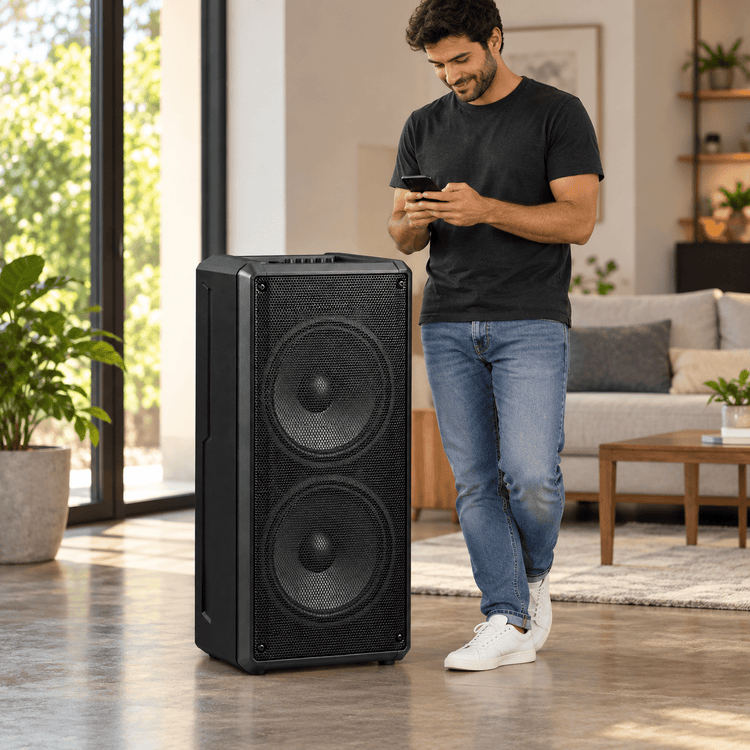 Bluetooth party hangszóró – 2 × 12″ - Hangszórók és rádiók | Cyber Bazaar