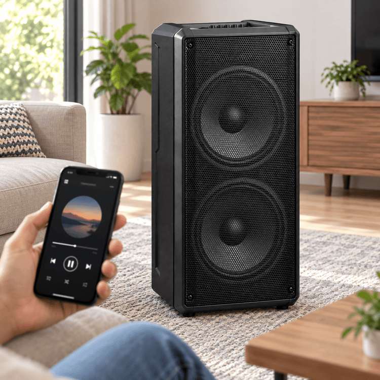 Bluetooth party hangszóró – 2 × 12″ - Hangszórók és rádiók | Cyber Bazaar